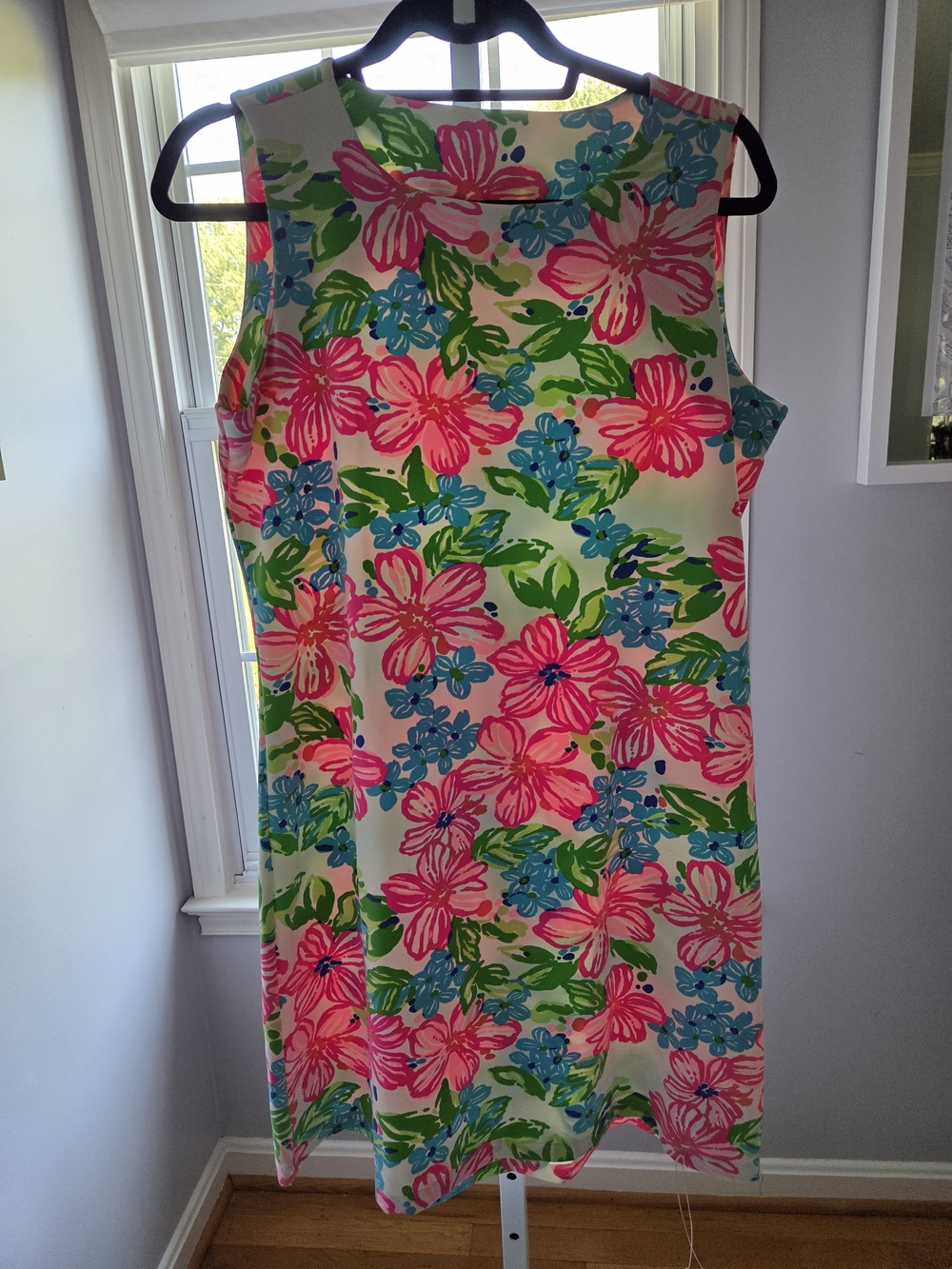 MAHI GOLD Pink & Blue Floral Midi Shift Dress